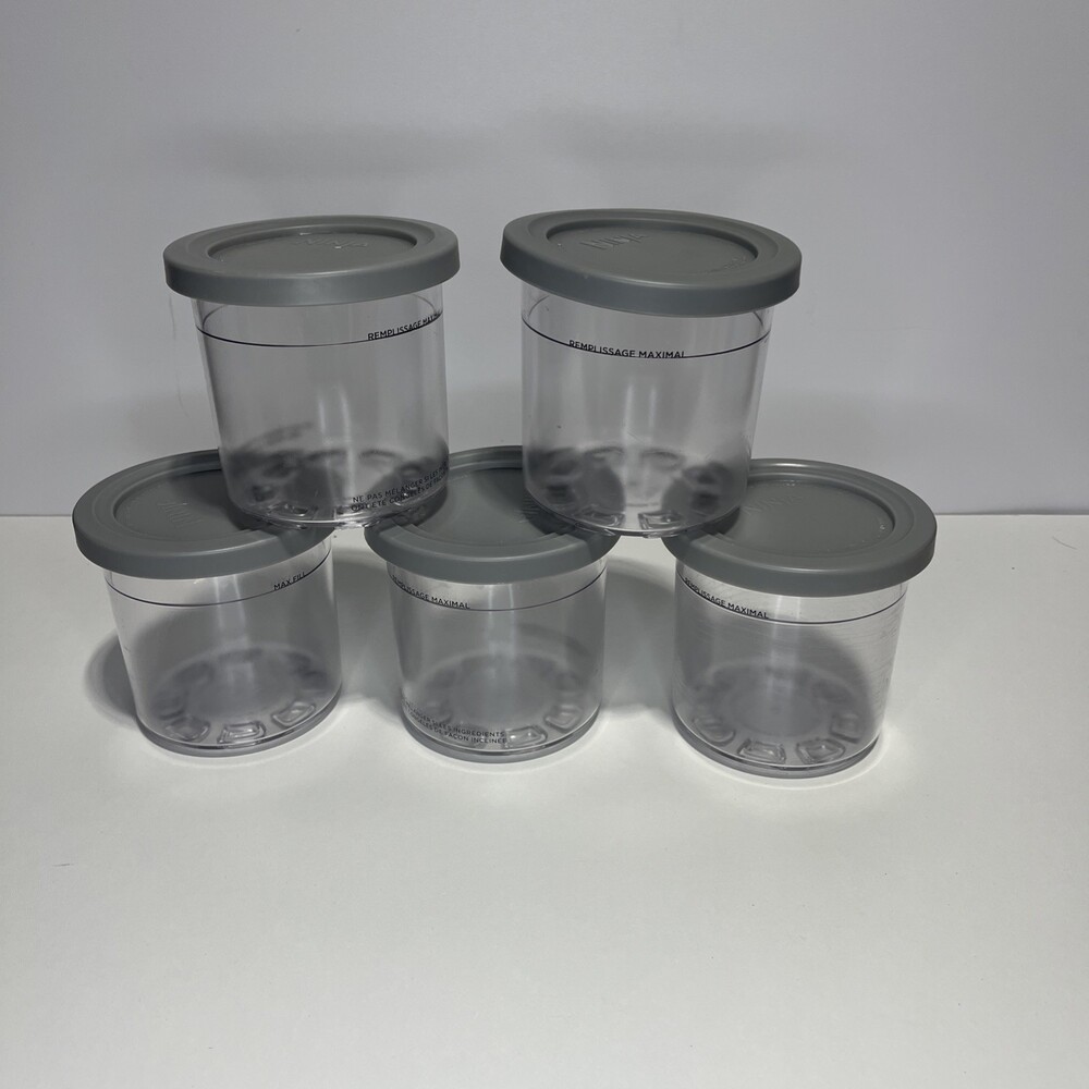 5 Pack Replacement For Ninja Creami Deluxe Pints & Lids 16 OZ Ice Cream Maker